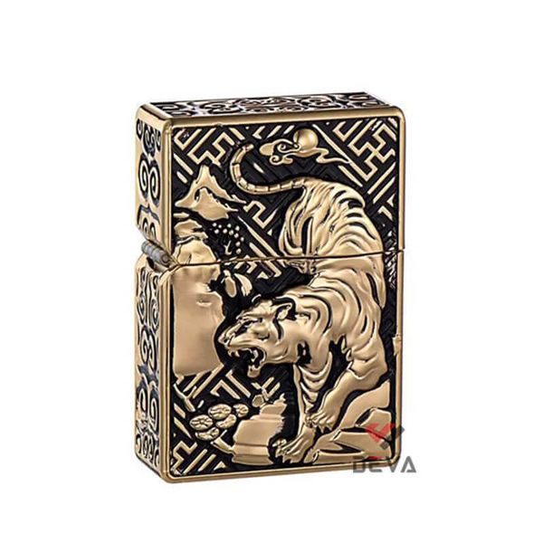 Bật lửa xăng đá chính hãng Zorro bọc vỏ dày ốp hình Hổ núi Z-KJ1016