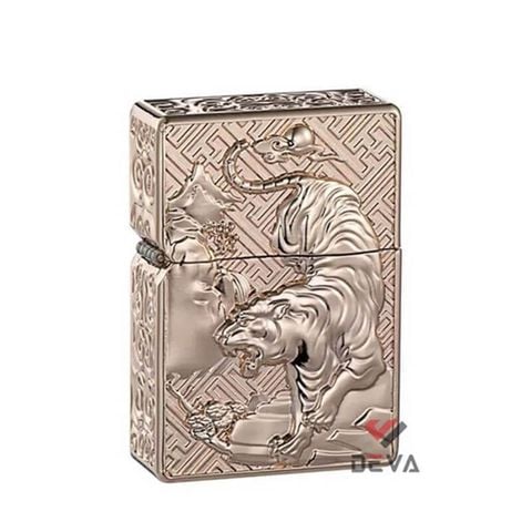 Bật lửa xăng đá chính hãng Zorro bọc vỏ dày ốp hình Hổ núi Z-KJ1016