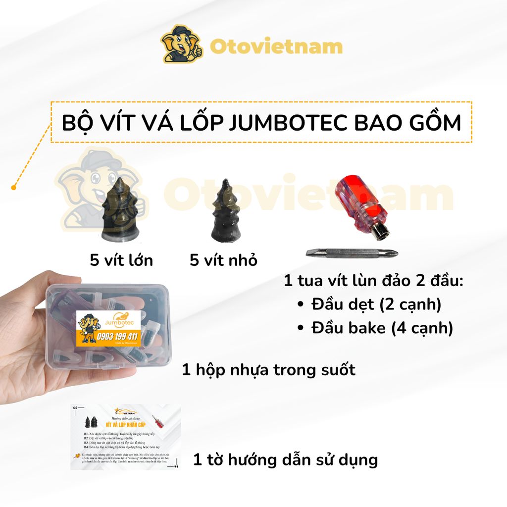 Vít Vá Lốp – Bộ Vá Lốp Khẩn Cấp Jumbotec