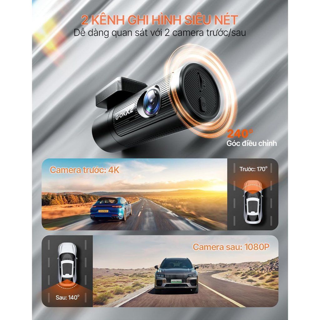 Camera hành trình MSPORT G-ON X2 Ghi hình trước/sau