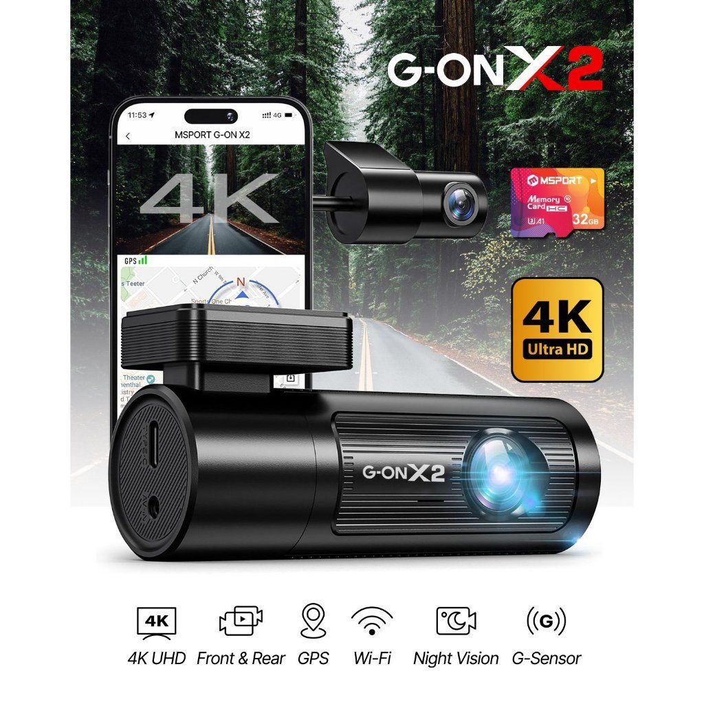 Camera hành trình MSPORT G-ON X2 Ghi hình trước/sau