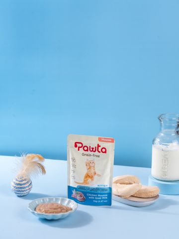 Pate PAWTA Gói cho Mèo con (Vị Thịt Gà xay mịn & Sữa Dê)