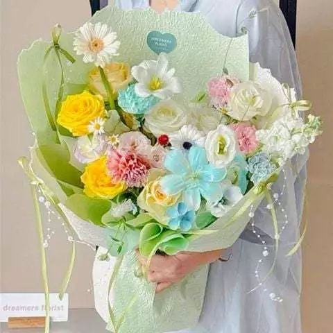(Tập 5 Tờ) Giấy gói hoa - Giấy xé vân đá nhăn cao cấp - Dùng gói hoa, gói quà - Khổ 58x58cm