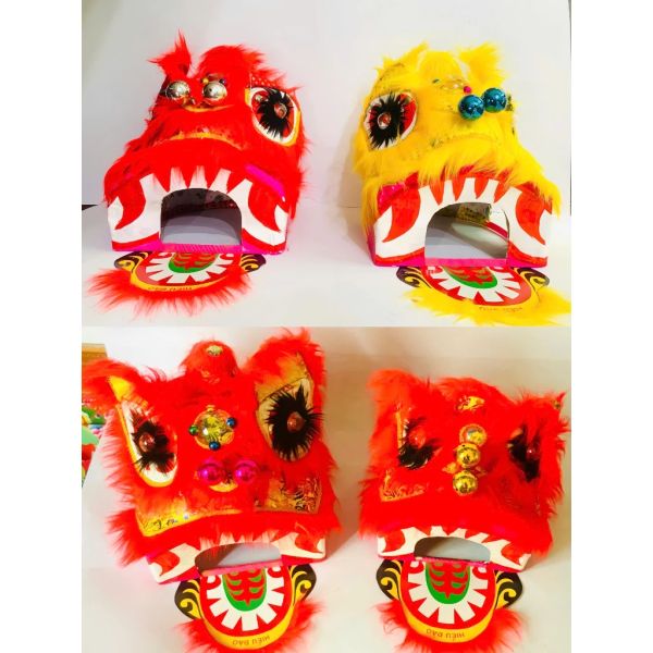 Đầu sư tử - Đầu lân truyền thống kèm đuôi kim sa- Đầu lân vân gấm cao cấp trang trí tết Trung Thu - Decor loại đẹp