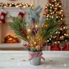 [ 1 CÀNH CÓ TRÊN 50 NHÁNH ] Cành thông giả trang trí Noel - Kèm quả châu đỏ, quả thông - Phụ kiện decor Giáng Sinh