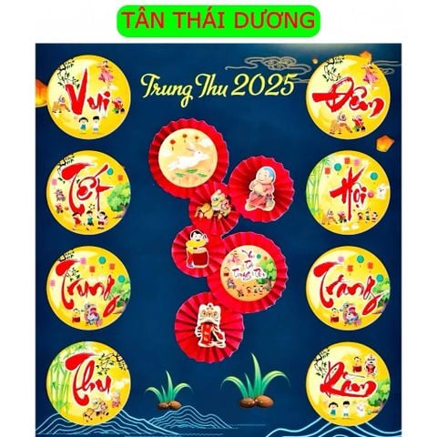 Set trang trí Trung Thu - Set 6 quạt, mẹt trang trí Trung Thu - Decor quán cà phê, nhà cửa cực đẹp