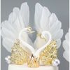 Set 2 con Thiên Nga bằng nhựa - Màu Vàng, Bạc - Decor Trang trí bánh sinh nhật, tráp cưới hỏi