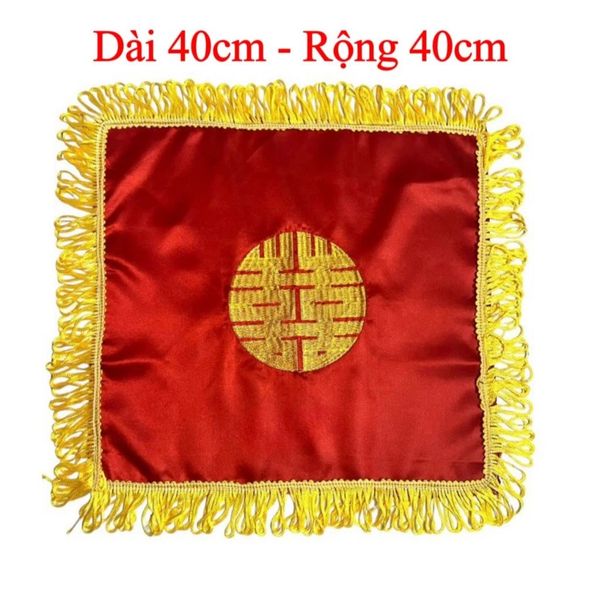Khăn nhung chữ hỷ - Khăn nhung phủ tráp đám cưới, phủ mâm quả - Khổ 40x40cm