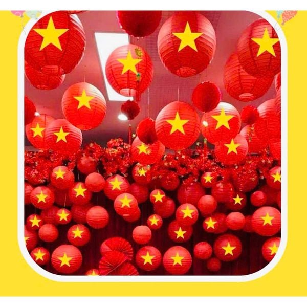 Đèn lồng hình cầu,đèn lồng sao vàng - Chất liệu vải cao cấp, nhiều size - Lồng đèn trang trí Trung Thu, decor không gian