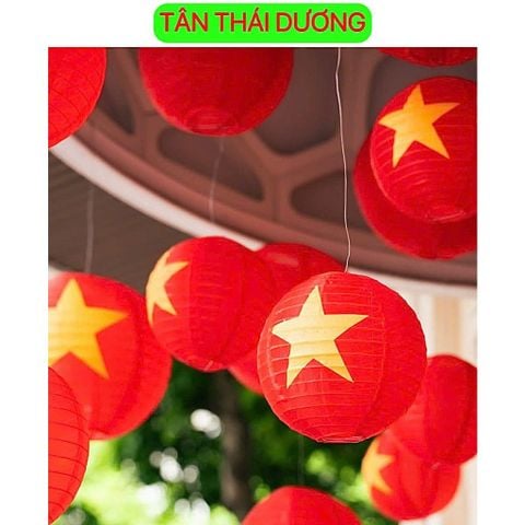 Đèn lồng hình cầu,đèn lồng sao vàng - Chất liệu vải cao cấp, nhiều size - Lồng đèn trang trí Trung Thu, decor không gian