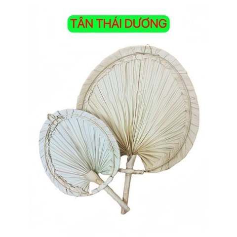Quạt lá cọ - Quạt cầm tay đan thủ công, phong cách truyền thống - Decor treo tường, trang trí Tết