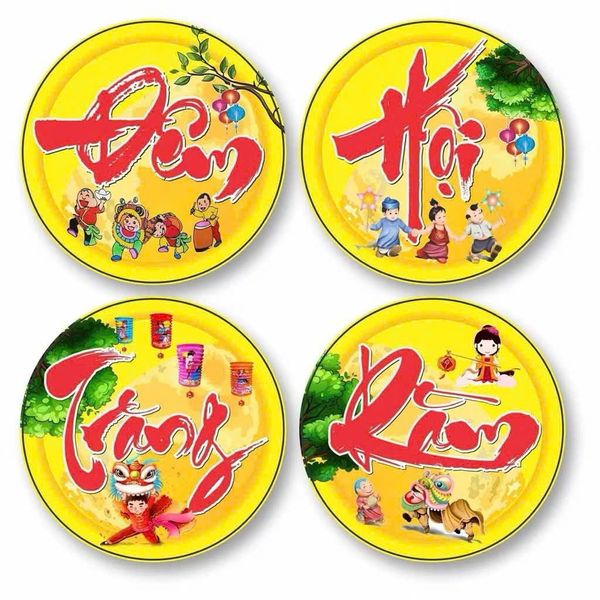 Set trang trí Trung Thu - Set 6 quạt, mẹt trang trí Trung Thu - Decor quán cà phê, nhà cửa cực đẹp