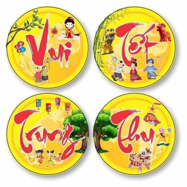 Set trang trí Trung Thu - Set 6 quạt, mẹt trang trí Trung Thu - Decor quán cà phê, nhà cửa cực đẹp