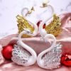 Set 2 con Thiên Nga bằng nhựa - Màu Vàng, Bạc - Decor Trang trí bánh sinh nhật, tráp cưới hỏi