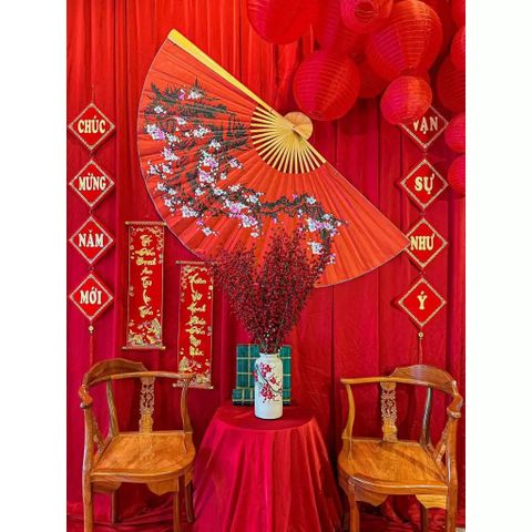 ( 1m x 1,6m ) Vải nhung đỏ - Decor phong cách vintage, trang trí Tết - Phông nền trang trí sự kiện, Vải nhung trải bàn