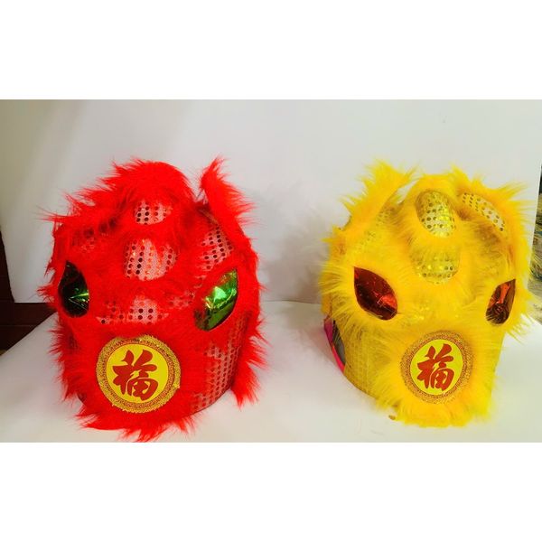 Đầu sư tử - Đầu lân truyền thống kèm đuôi kim sa- Đầu lân vân gấm cao cấp trang trí tết Trung Thu - Decor loại đẹp