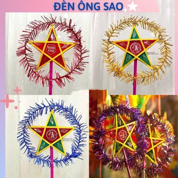 (Combo 5 chiếc, 10 chiếc) Đèn ông sao truyền thống, Đèn ông sao không viền - Decor Trang Trí Trung Thu loại đẹp