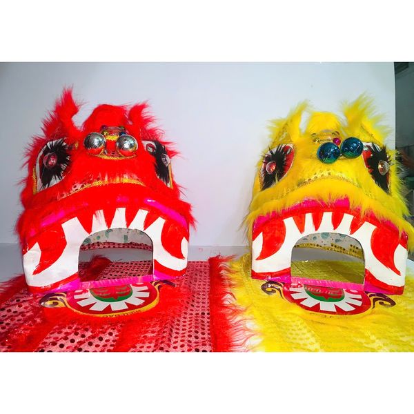 Đầu sư tử - Đầu lân truyền thống kèm đuôi kim sa- Đầu lân vân gấm cao cấp trang trí tết Trung Thu - Decor loại đẹp