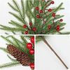 [ 1 CÀNH CÓ TRÊN 50 NHÁNH ] Cành thông giả trang trí Noel - Kèm quả châu đỏ, quả thông - Phụ kiện decor Giáng Sinh