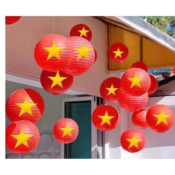 Đèn lồng hình cầu,đèn lồng sao vàng - Chất liệu vải cao cấp, nhiều size - Lồng đèn trang trí Trung Thu, decor không gian