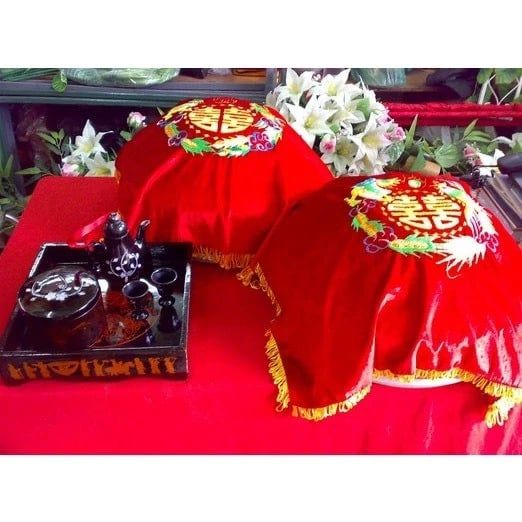 Khăn nhung chữ hỷ - Khăn nhung phủ tráp đám cưới, phủ mâm quả - Khổ 40x40cm