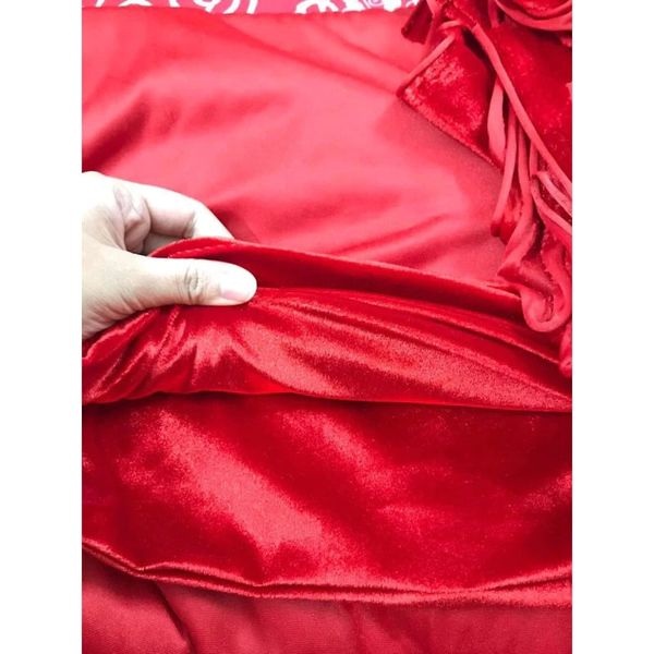 ( 1m x 1,6m ) Vải nhung đỏ - Decor phong cách vintage, trang trí Tết - Phông nền trang trí sự kiện, Vải nhung trải bàn