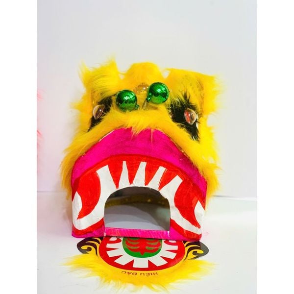 Đầu sư tử - Đầu lân truyền thống kèm đuôi kim sa- Đầu lân vân gấm cao cấp trang trí tết Trung Thu - Decor loại đẹp