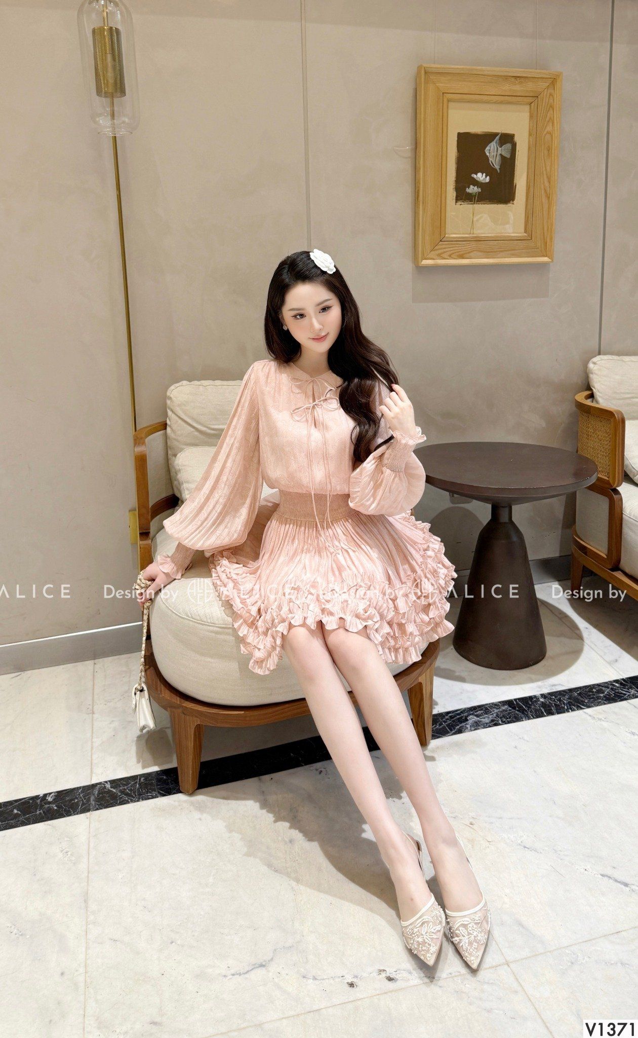  Chất Váy Tơ Hoa Crep, Cạp Chun Co Giãn V1371 