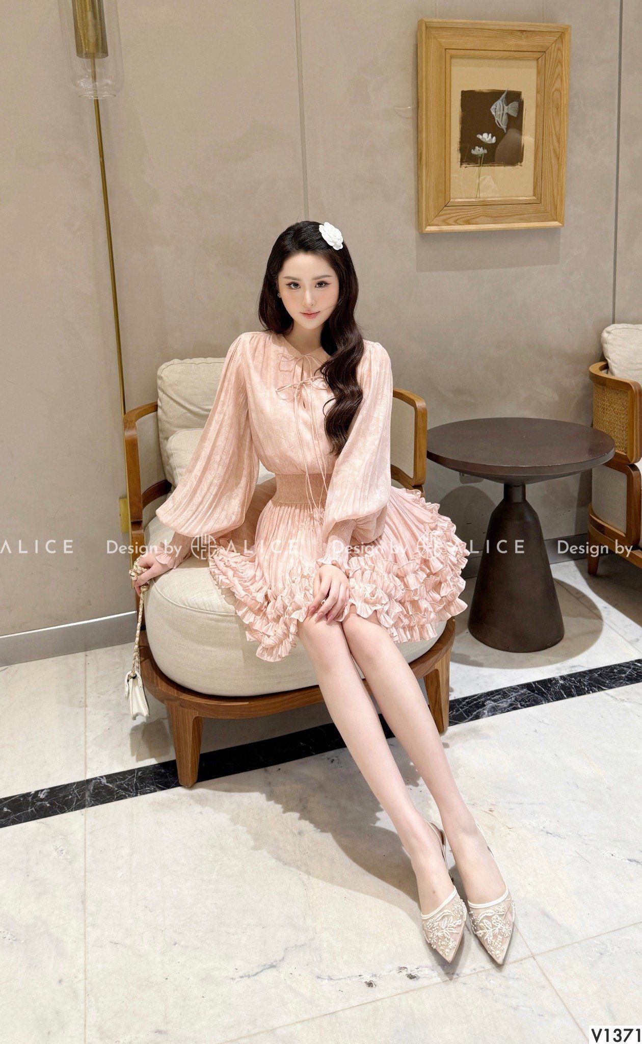  Chất Váy Tơ Hoa Crep, Cạp Chun Co Giãn V1371 