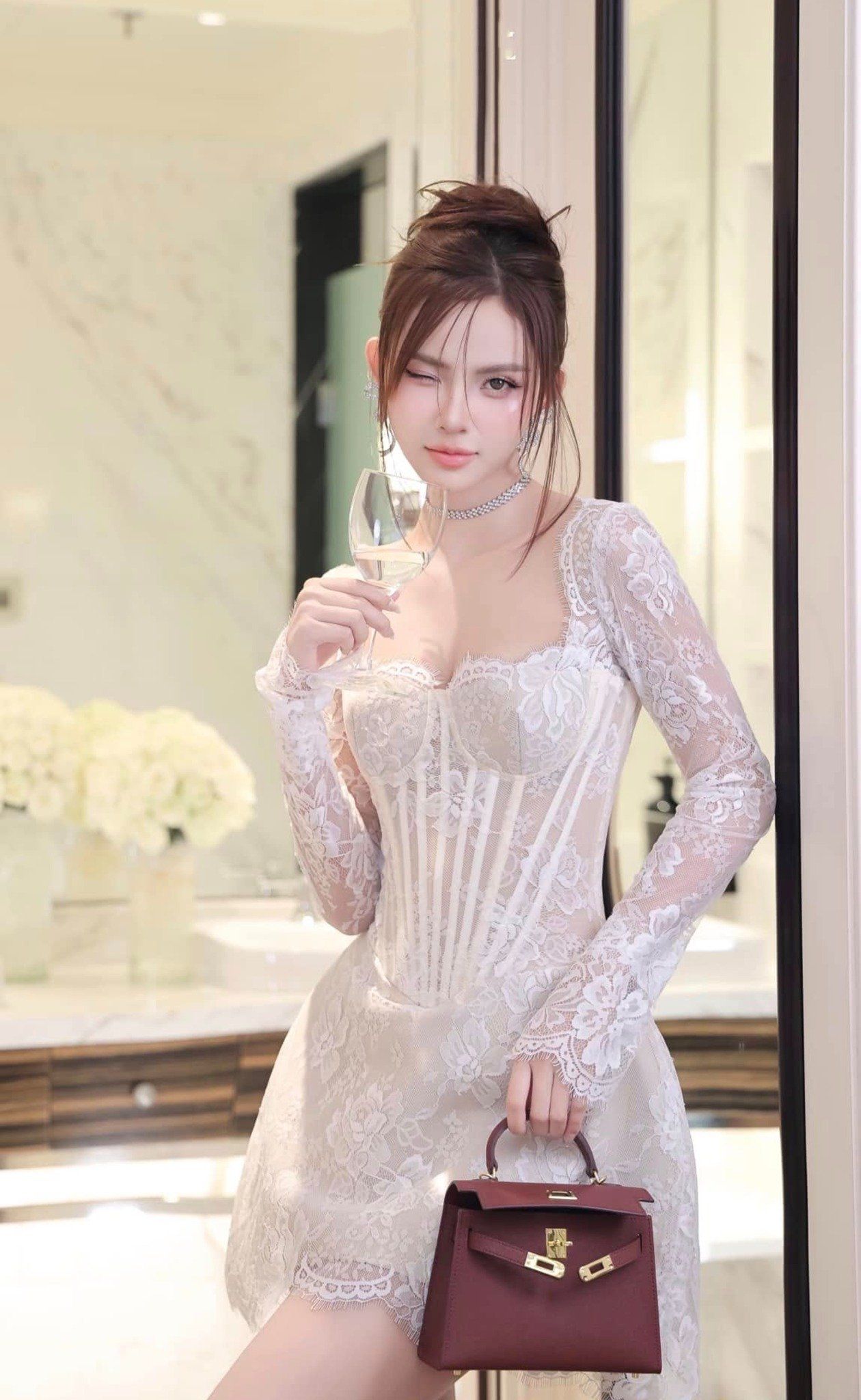  Váy Chất Ren Cao Cấp Lót Lụa, Có Mút Ngực  V1407 