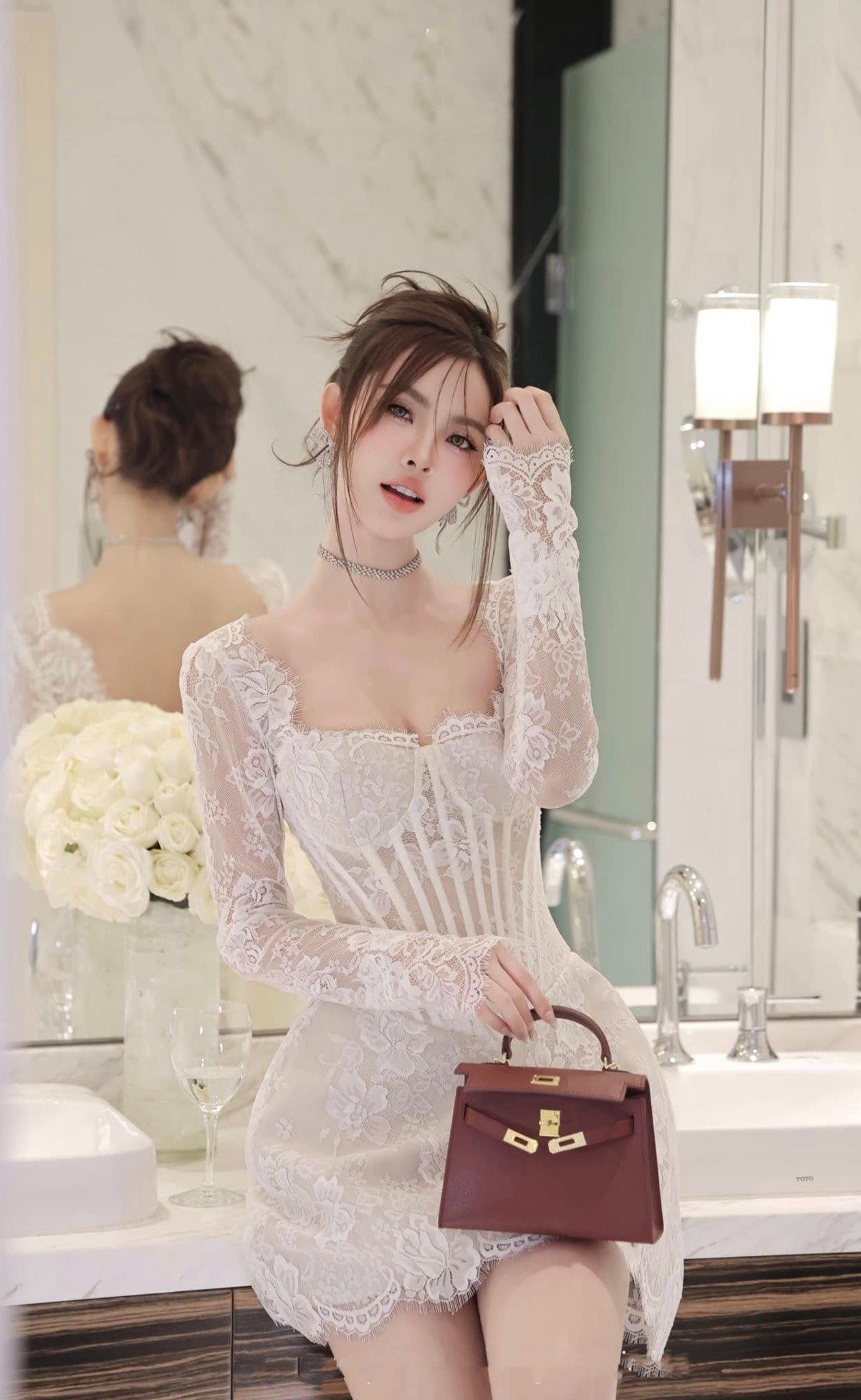  Váy Chất Ren Cao Cấp Lót Lụa, Có Mút Ngực  V1407 