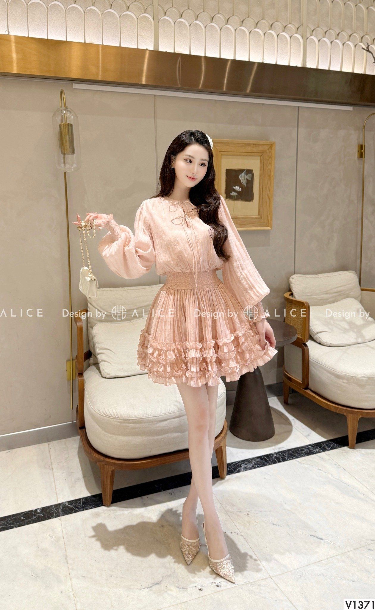  Chất Váy Tơ Hoa Crep, Cạp Chun Co Giãn V1371 