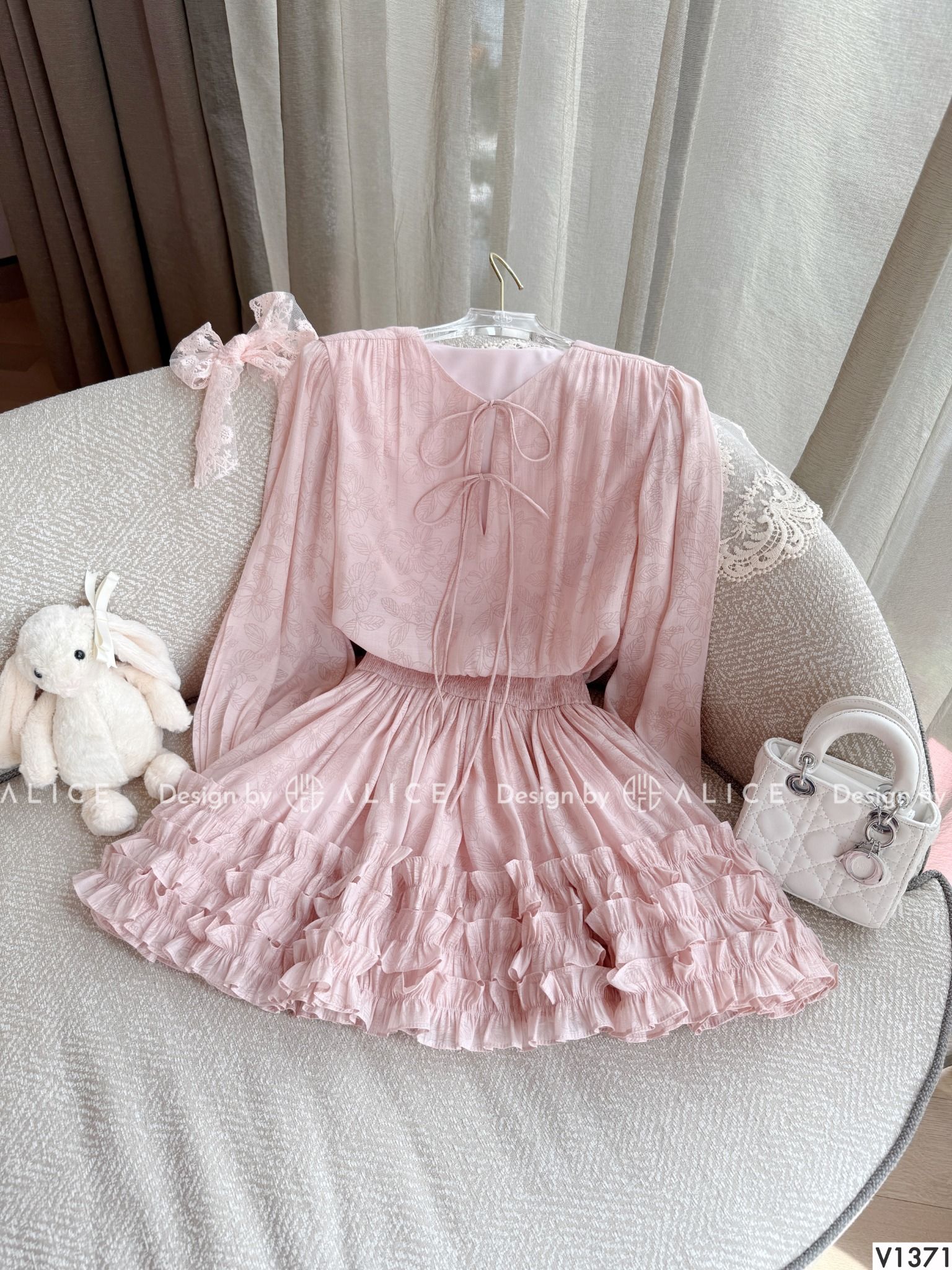  Chất Váy Tơ Hoa Crep, Cạp Chun Co Giãn V1371 