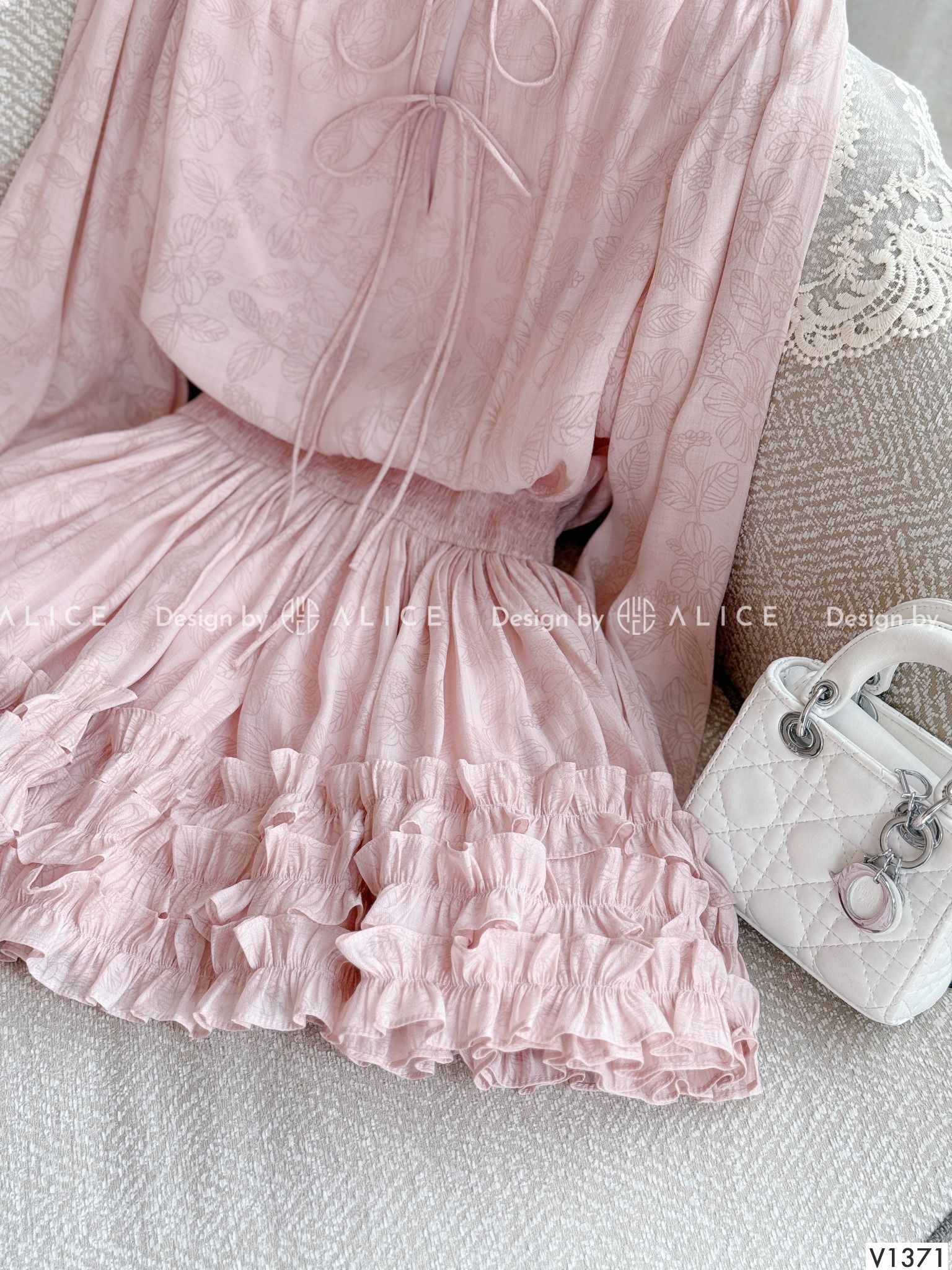  Chất Váy Tơ Hoa Crep, Cạp Chun Co Giãn V1371 