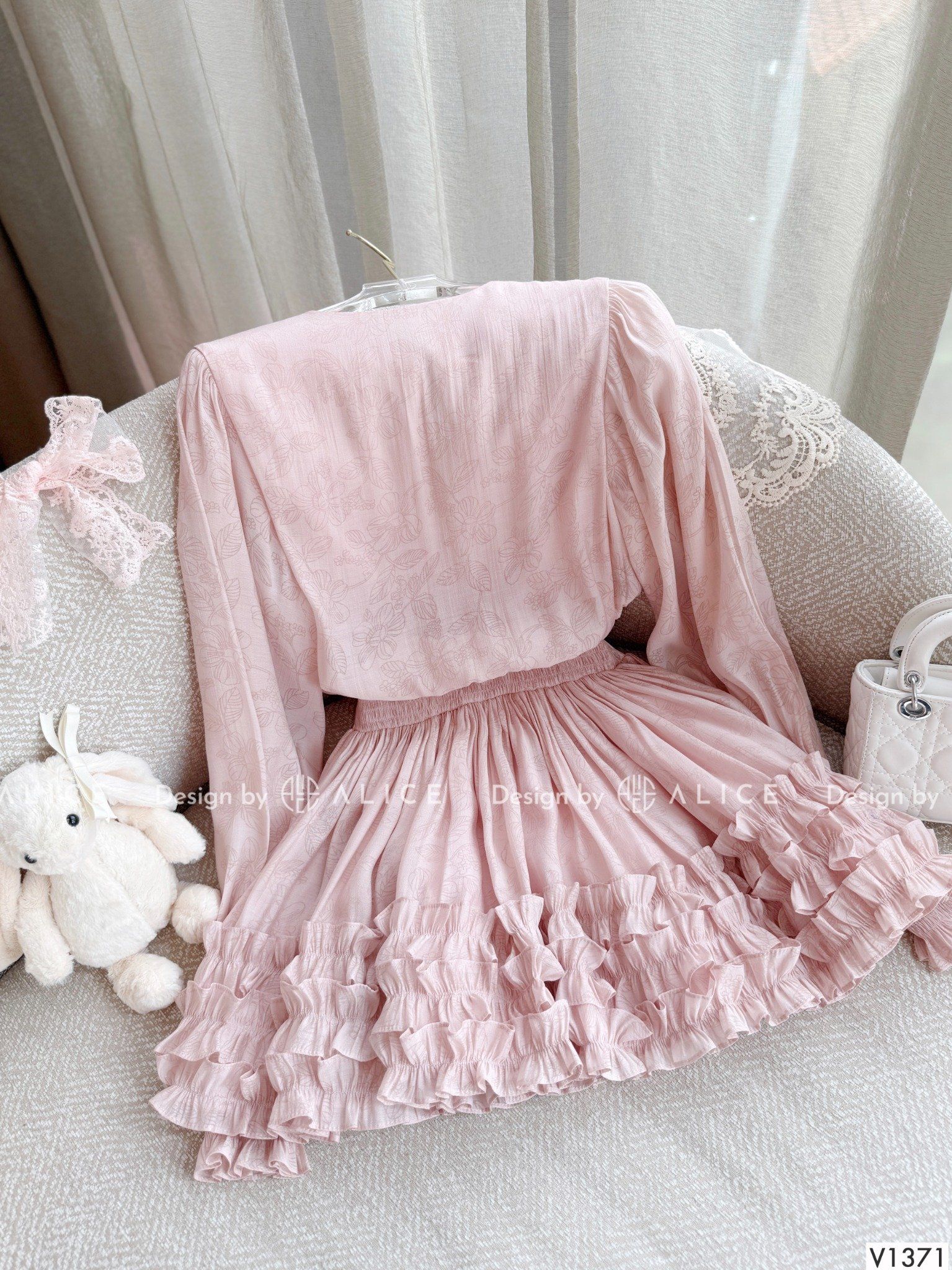  Chất Váy Tơ Hoa Crep, Cạp Chun Co Giãn V1371 