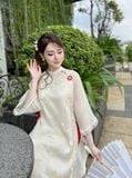  Áo Dài Tơ Hoa Thêu Nổi Cao Cấp Lót Lụa Đính Hoa Kèm Quần Lụa AD988 