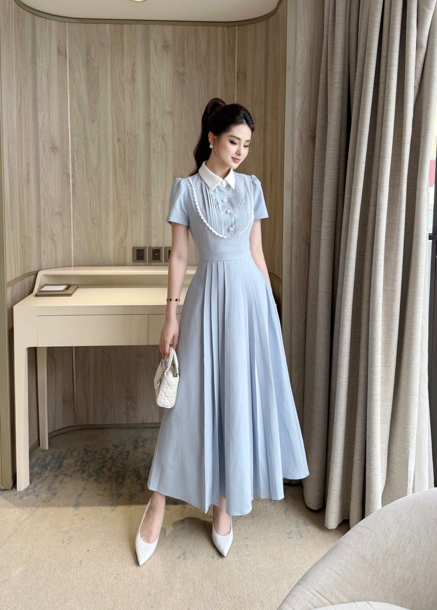  Váy Chất Thô Đũi Lót Lụa V1391 