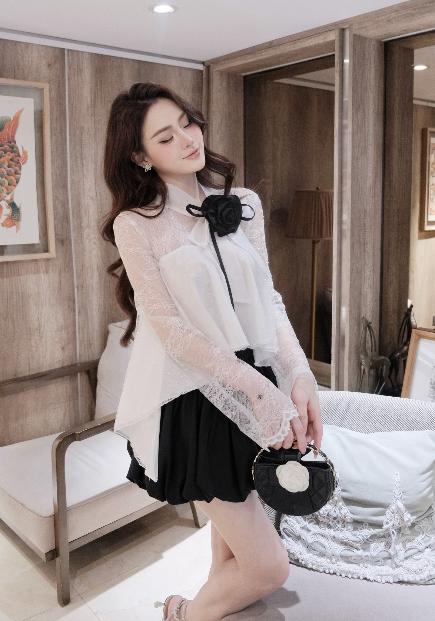  Set Áo Ren Quần Bom Chất Chéo Hàn S962 