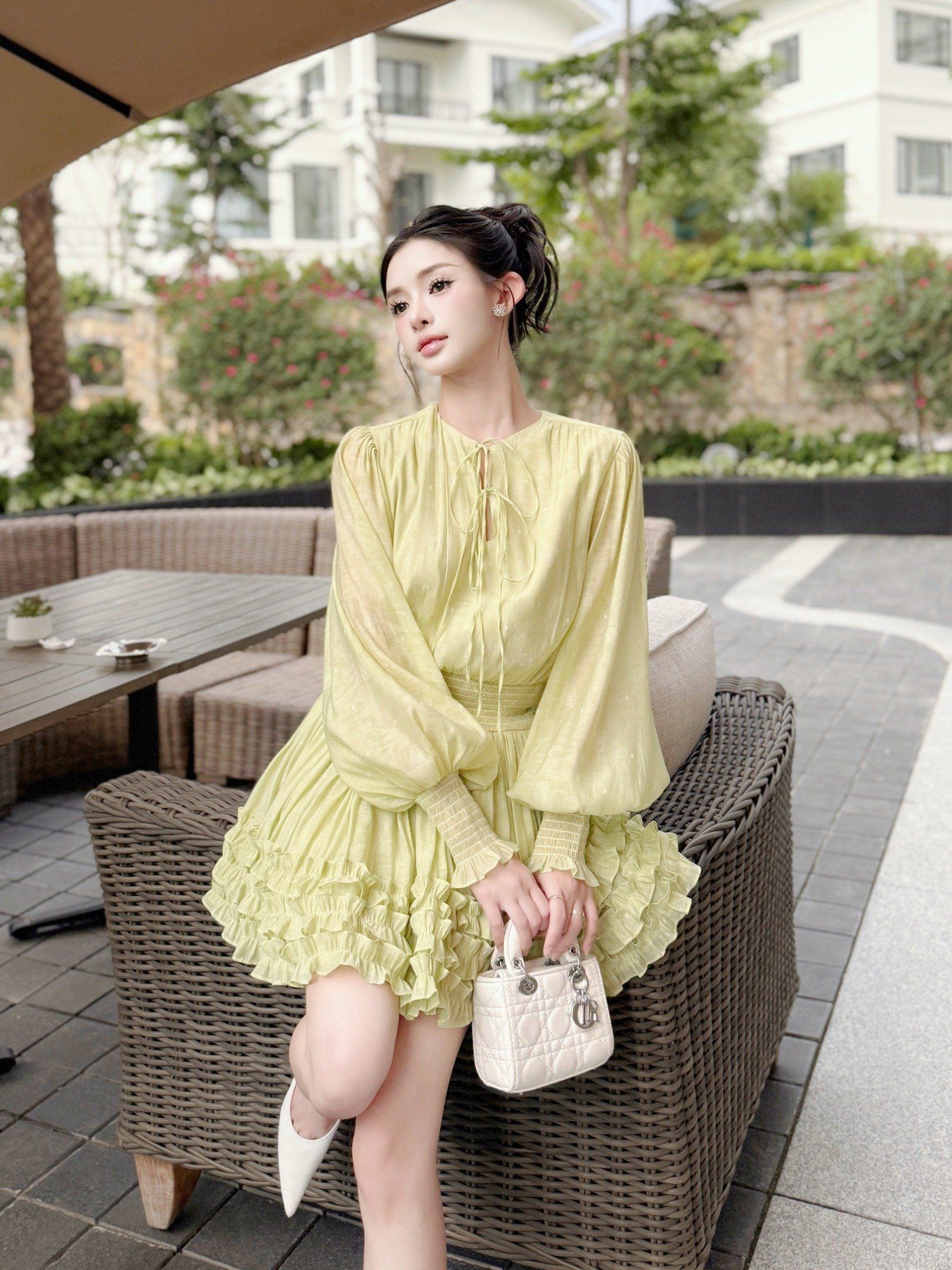  Chất Váy Tơ Hoa Crep, Cạp Chun Co Giãn V1371 