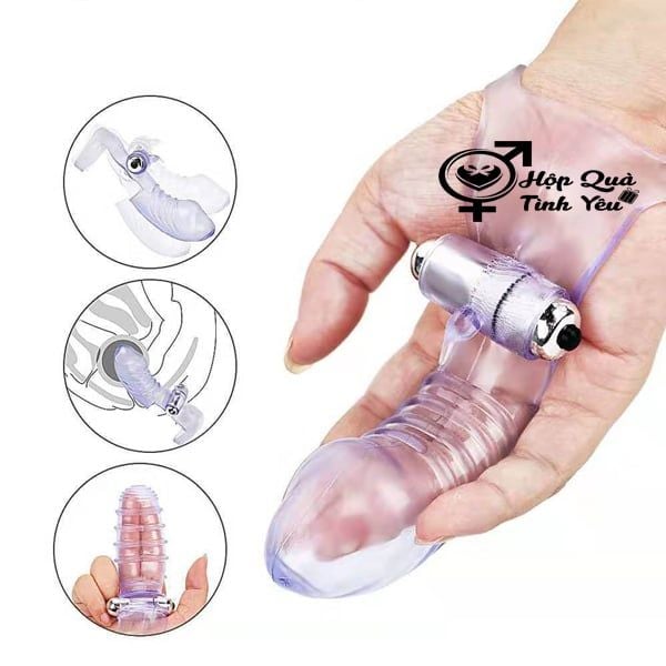  Bao cao su đeo ngón tay đầu dương vật có rung dùng pin 
