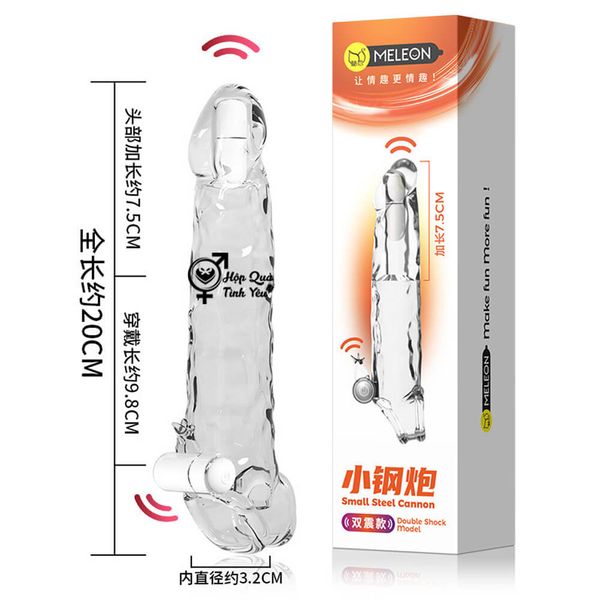  Bao cao su đôn dên trong suốt 2 đầu bi rung tăng kích thước dương vật 