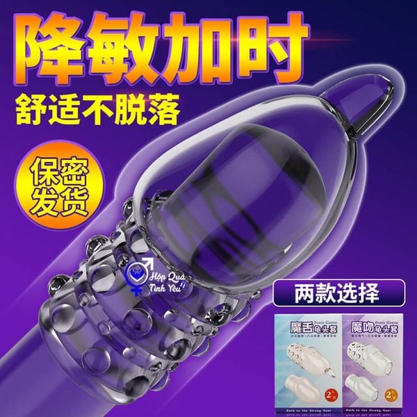  Bao đôn dên silicon tăng kích thước dương vật loại đầu kín 