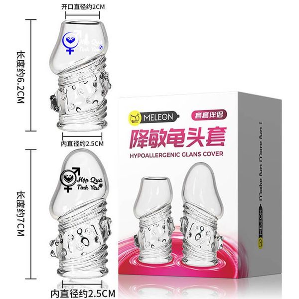  Bộ đôi bao cao su silicon đeo đầu khấc tăng kích thước dương vật 