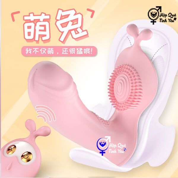  Chíp rung tình yêu Lilo hình dương vật tai thỏ điều khiển từ xa 