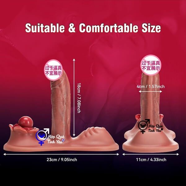  Dương vật giả 2 đầu rung thụt có dây đeo điều khiển từ xa s1 