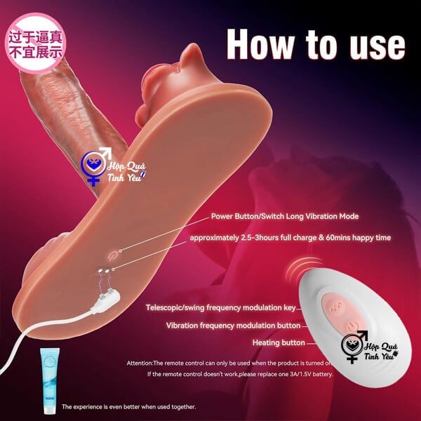  Dương vật giả 2 đầu rung thụt có dây đeo điều khiển từ xa s1 