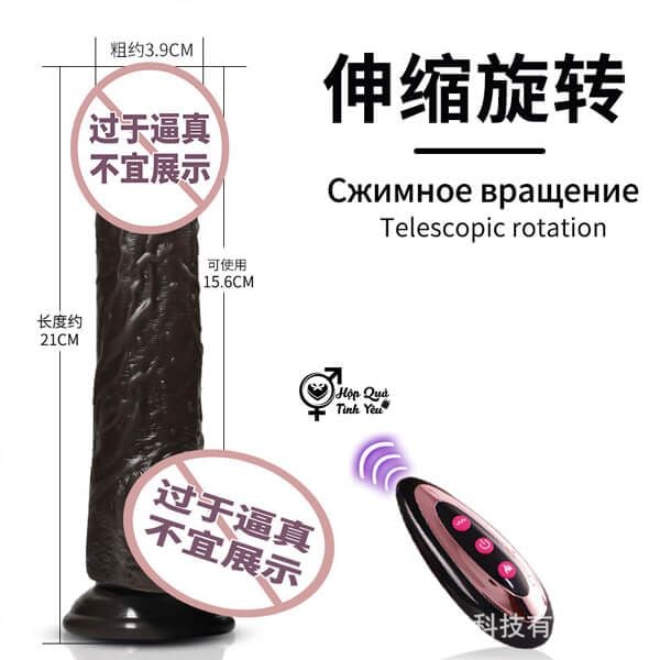  Dương vật giả da den rung thụt nhiệt điều khiển từ xa s13 