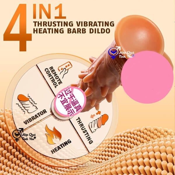  Dương vật giả gai bi có đế hít tường rung thụt nhiệt cho nữ r2 