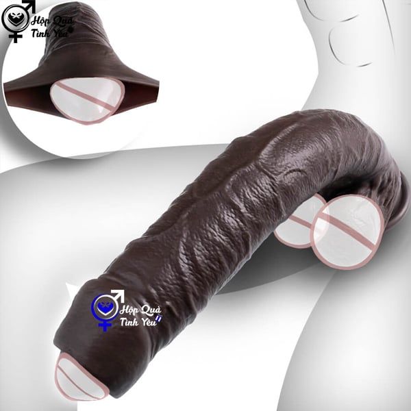  Dương vật giả hít tường da đen có bao quy đầu như thật k2 