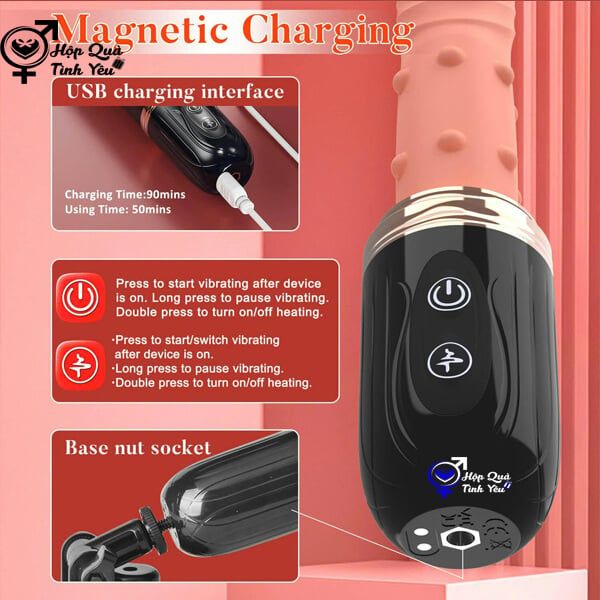  Dương vật giả hít tường điều khiển từ xa rung thụt nhiệt có bi 